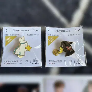 샤오잔 왕이보 핀 배지 2개 진정령