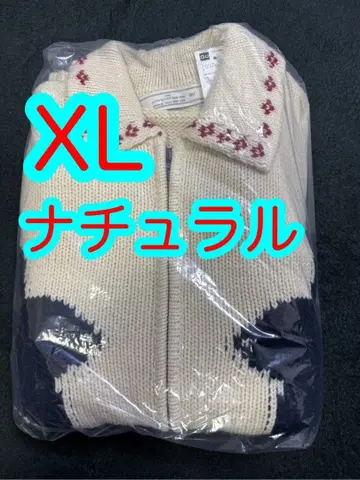 지유 풀 집업 니트 자켓 by rokh 내추럴 XL 로쿠