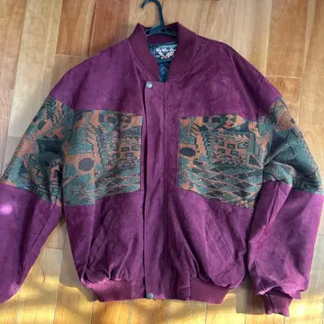 스웨이드 자켓 블루종 네이티브 무늬