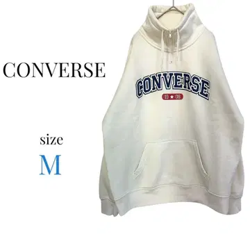 컨버스 [ M ] 모크넥 맨투맨 속기모 하프 지퍼 화이트