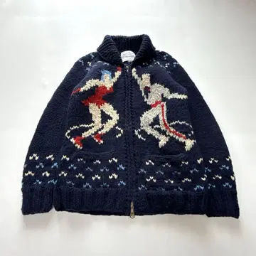 [ 레어 ] kanata 코위찬 니트 지퍼 스웨터 피규어 메리노울