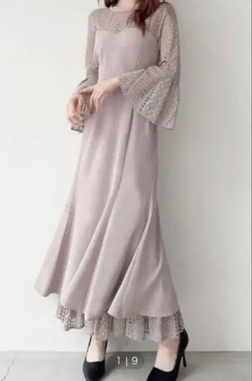 RESEXXY 전체 레이스 플레어 머메이드 원피스