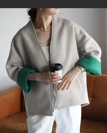 [ 새상품급 ] 바이컬러 본딩 니트 자켓