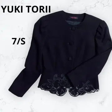 유키토리이 자켓 노카라 울 포멀 레이스 블랙 7호