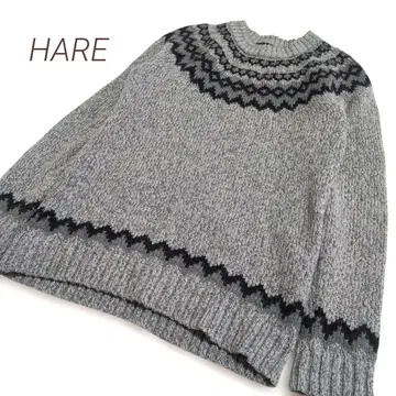 HARE 하레 울 혼방 퀼심 패턴 노르딕 무늬 니트 스웨터