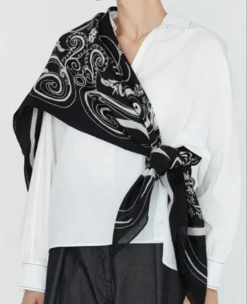 마니푸리 반다나 스톨 새상품 마니푸리 코튼 실크 블랙 버블