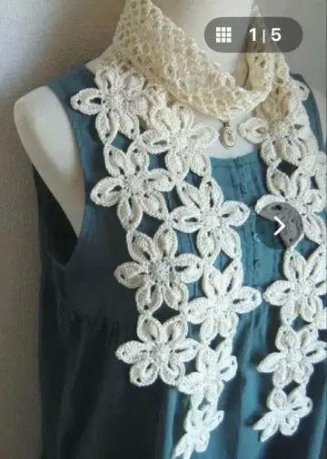 꽃 모티브 크로셰 뜨개질 스톨