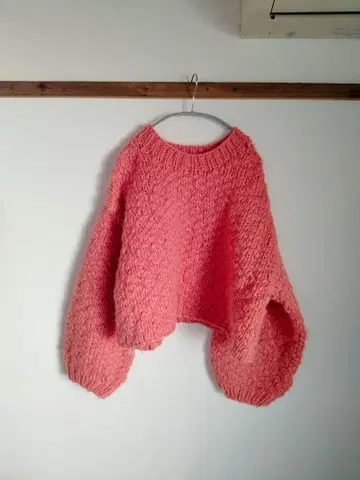 Ungrid KWOPA 네팔 니트 핑크 크롭 와이드 니트