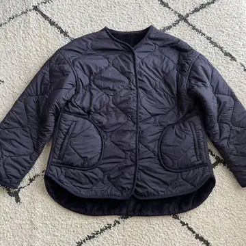 오파크 클립 네이비 퀼팅 자켓 리버서블