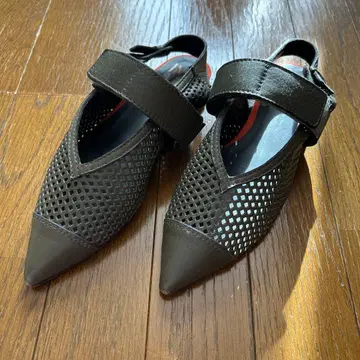 인디비주얼 가죽 로우힐 펌프스 카키 일본제