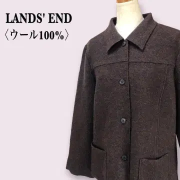 [울 100% ] 랜즈엔드 숏코트 브라운/브라운 계열 얇은 소재 F