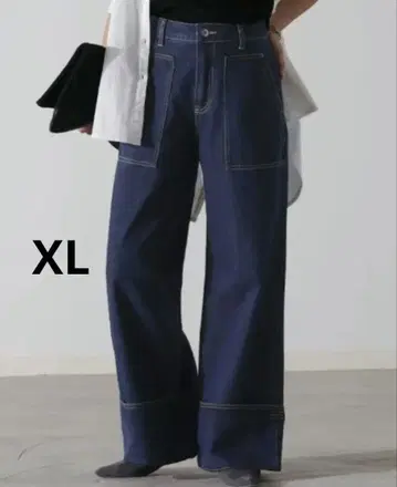 [ 허그유 ] 슬림 레그 배기 팬츠 XL 네이비