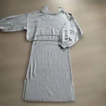 2세트 카멜 리브 긴팔 니트 원피스