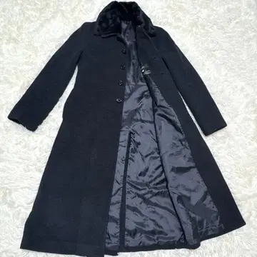 캐시미어 혼방 INED 이네드 코트 퍼 포함 울 혼방 블랙 여성용