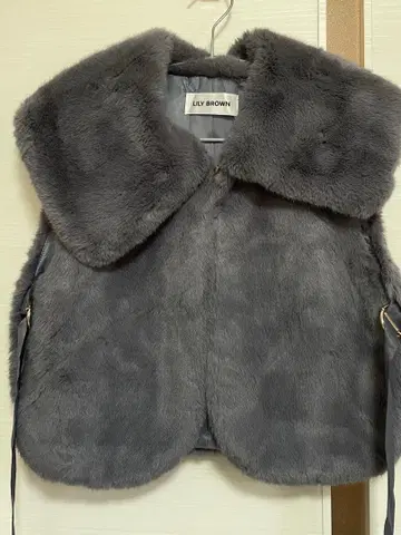 LILY BROWN 인조 모피 판초 그레이