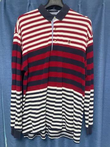 TOMMY HILFIGER XL 피케 셔츠 빨흰 네이비 스트라이프