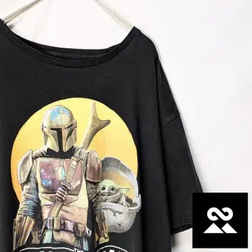 STAR WARS T셔츠 오버 사이즈 만달로리안 그로구 블랙