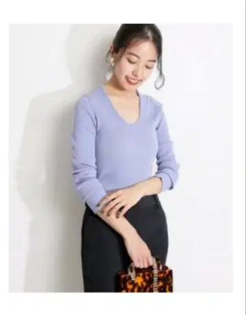 VERMEIL par iena 리브 U넥 풀오버 니트 퍼플