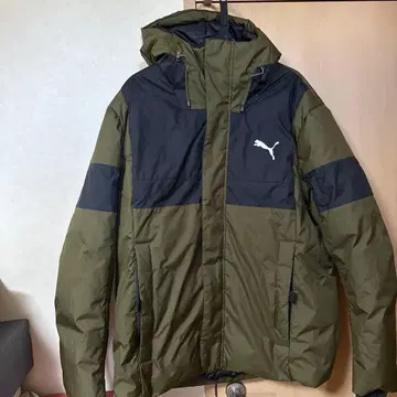 푸마 프로텍티브 다운 자켓 후드 부착 올리브 그린