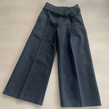 Mila Owen 허리 리본 다크 그레이 와이드 팬츠