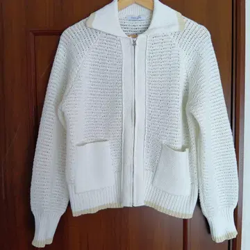 [ SIMPLICITE ] 화이트 니트 풀 집업 가디건