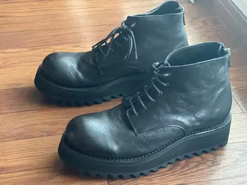 새상품급 portaille 포르타유 블랙 가죽 통굽 부츠 지퍼 포함 25