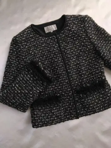 엠프리미어 노카라 자켓 트위드 34