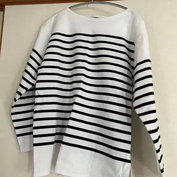 세인트 제임스 NAVAL 화이트 블랙 보더 풀오버 티셔츠 T4