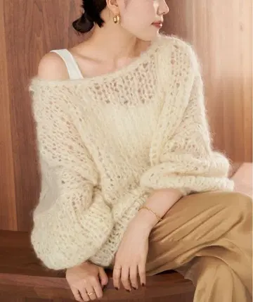 [인기 색상 내추럴] [plage] HAND KNIT 점보 탐 풀오버
