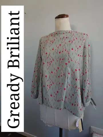 Gready Brilliant 꽃무늬 긴팔 블라우스 사이즈 38 그린