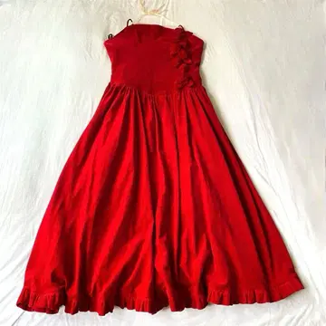 [루이스 캐롤] 벨로아 원피스 꽃무늬 모티브 뒷지퍼 리본 F