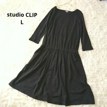 studio CLIP 울 개더 롱 원피스 L 차콜 그레이