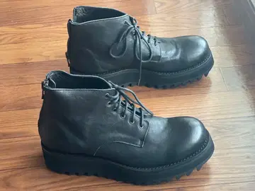 새상품급 portaille 포르타유 블랙 가죽 통굽 부츠 지퍼 포함 25