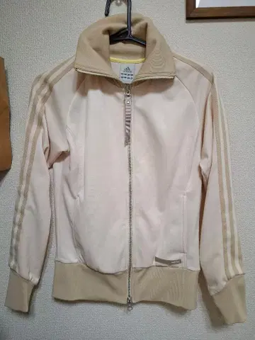 여성용 아디다스 트랙 자켓 소매 사이드 라인 자수 로고 베이지
