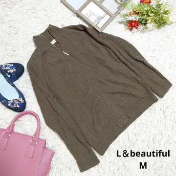 L&beautiful 니트/지퍼 후드티 ( M ) 브라운/하이넥