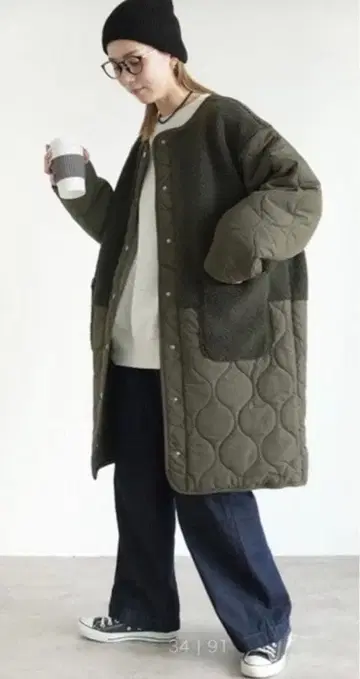 reca 노카라 보아 x 호리병 퀼트 코트 M