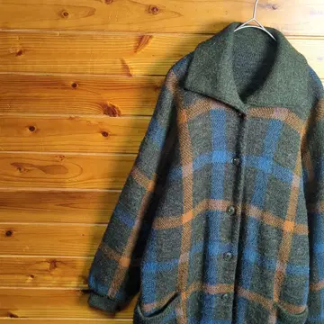 가디건 블루종 체크 가을/겨울 레트로 빈티지 루즈핏 니트