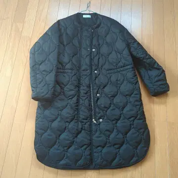 블랙 퀼팅 롱 자켓