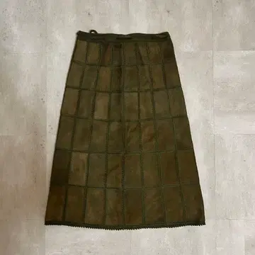 [ 레어 ] 스웨이드 롱 스커트 레트로 걸리시 페미닌 여성용