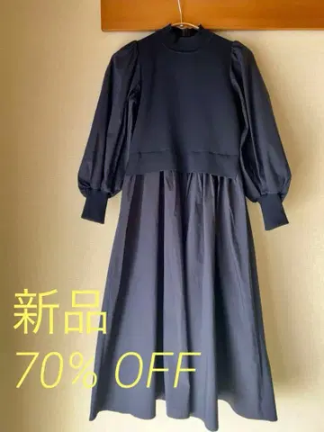 [새상품 미사용] 네이비 퍼프 슬리브 원피스