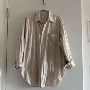 Spic & Span 베이지 스트라이프 긴팔 셔츠 M