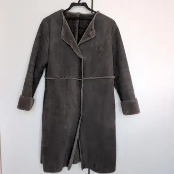 그레이 무스탕 롱 코트