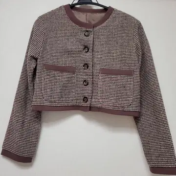 노카라 레드 화이트 체크 자켓