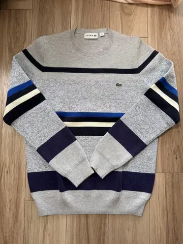 [ 아저씨 ] LACOSTE 그레이 스트라이프 스웨터