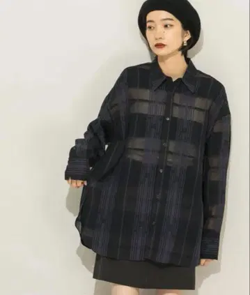 KBF 메쉬 체크 BIG 셔츠