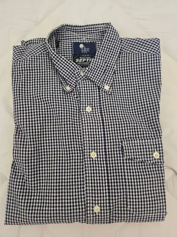 ike 체크 무늬 긴팔 셔츠 네이비