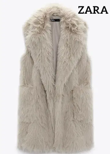 ZARA 롱 인조 모피 베스트