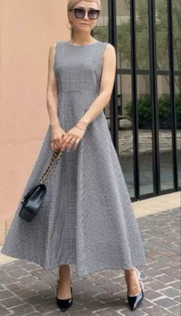 [ JENNE ] 제뉴 오드리 깅엄 체크 원피스 M 사이즈