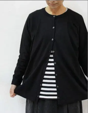 홈스펀 티셔츠 가디건 블랙