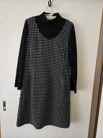 도트 무늬 원피스 긴팔